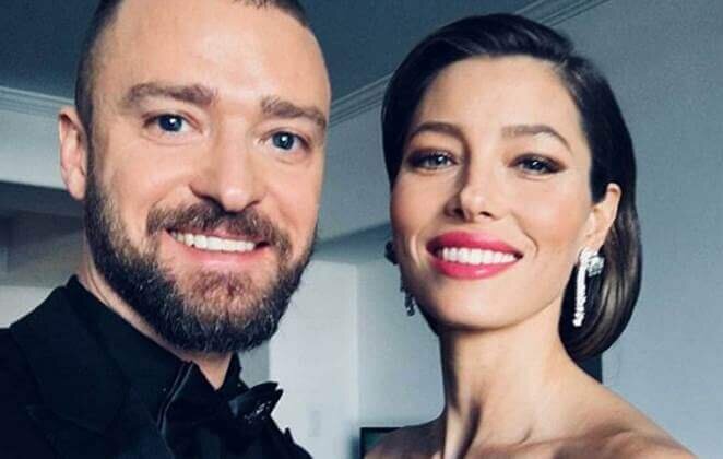 O casal de celebridade Jessica Biel e Justin Timberlake.