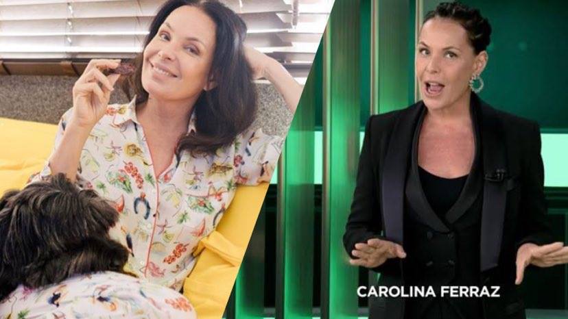 Desde junho, Carolina Ferraz apresenta o Domingo Espetacular na Record TV (Montagem: Reseller Web)