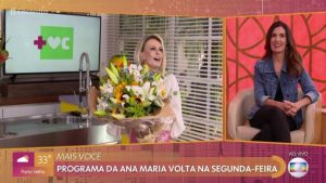 Ana Maria Braga manda flores para agradecer o espaço de Fátima Bernardes (Imagem: Reprodução Globo)