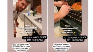 Bruninho, aparece conferindo a Torta ganhada por Thiaguinho de Fernanda Souza, o cantor agradeceu nas redes (Imagem: Instagram)